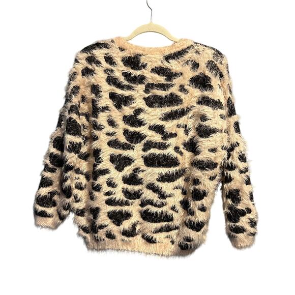 Anthropologie Raga Leopard Sweater Size Small Eyelash Cozy Warm Whimsygoth - Picture 2 of 6
